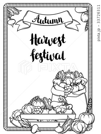 Harvest festival poster. Autumn illustration with 33726311