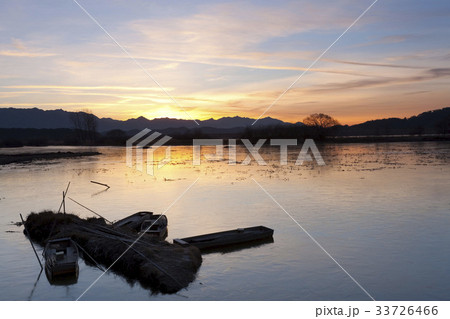 夕焼け 湿地 牛浦 33726466