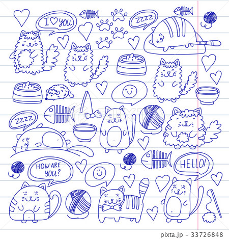 Cats vector Domestic cute kawaii kittens Japanese 33726848