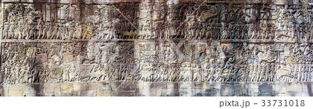 Panorama of bas relief at ancient Bayon temple Panorama of bas relief at ancient Bayon temple 33731018