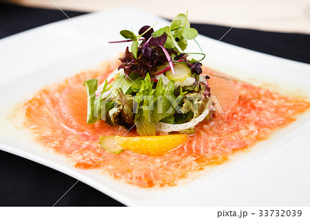 Trout carpaccio with salad Trout carpaccio with salad 33732039