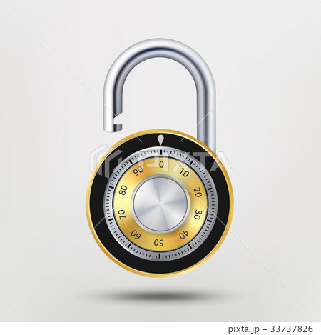Combination Padlock, Realistic Metal Vector Combination Padlock, Realistic Metal Vector 33737826