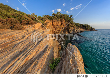 Sunrise over sea and coastline. hassos, Greece 33738504