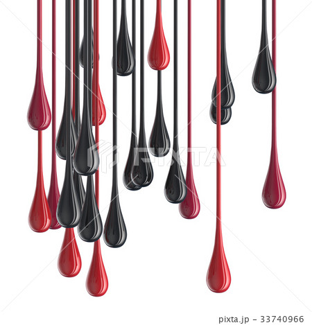 3D red and black glossy paint drop blobs 33740966