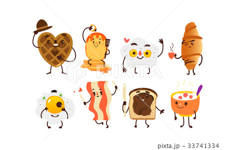 Set of funny smiling breakfast characters Set of funny smiling breakfast characters 33741334