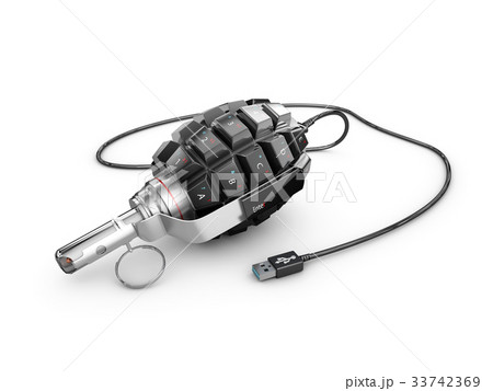 Keyboard grenade concept. Isolated on white 33742369