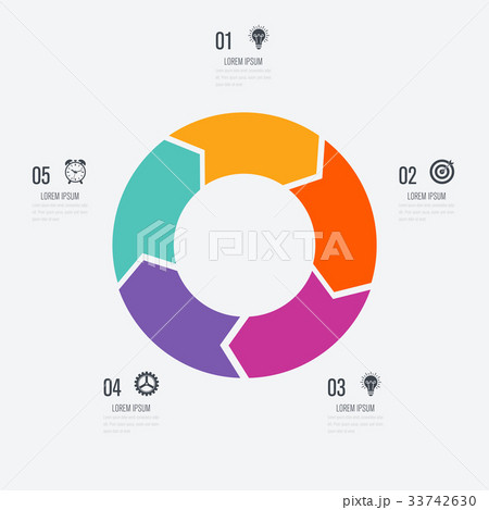 Infographics template 5 options with circle 33742630