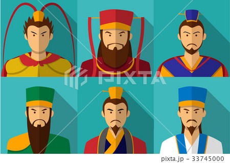 Set of Three kingdom character portrait in flat 33745000
