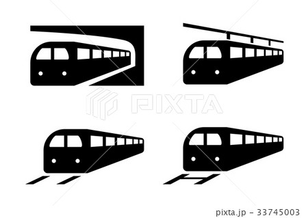 Set of train icons in silhouette style, vector 33745003