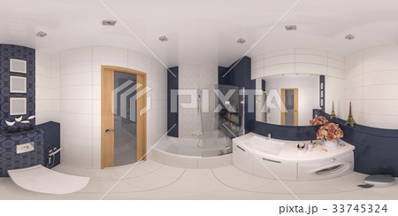 360 panorama of bathroom interior design 33745324