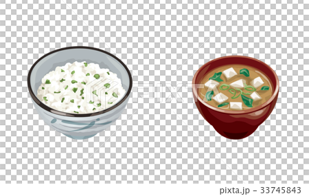 菜飯と豆腐味噌汁のイラスト素材