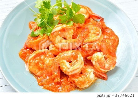 注意）CMYK変換時に色がややくすみます。「エビチリ」中華料理。 33746621