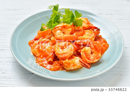 注意）CMYK変換時に色がややくすみます。「エビチリ」中華料理。 33746622