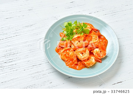 注意）CMYK変換時に色がややくすみます。「エビチリ」中華料理。 33746625