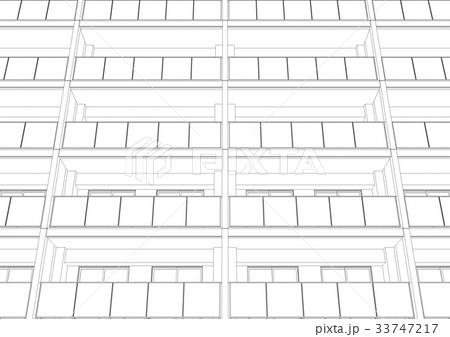 マンション パース CG 線画 マンション パース CG 線画 33747217