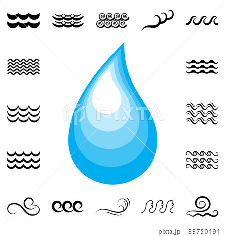 Blue drop vector icon 33750494