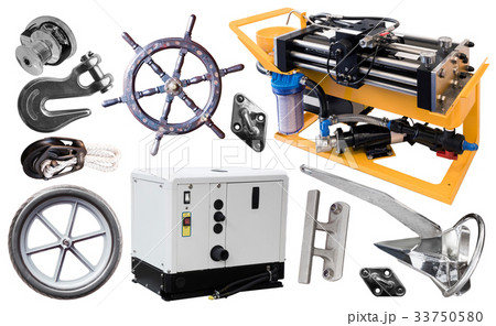 Isolated equipment and parts of modern yacht 33750580