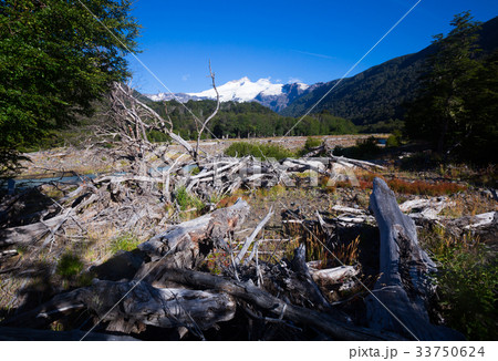 River Cauquenes and Tronador volcano River Cauquenes and Tronador volcano 33750624