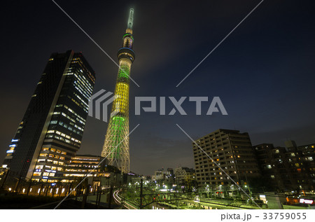 【東京夜景】　東京スカイツリー　押上自転車駐車場　ブラジル国旗 33759055
