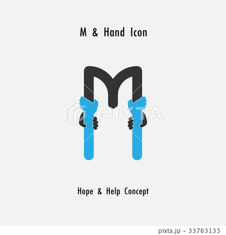 Creative M- alphabet icon abstract and hands icon Creative M- alphabet icon abstract and hands icon 33763133