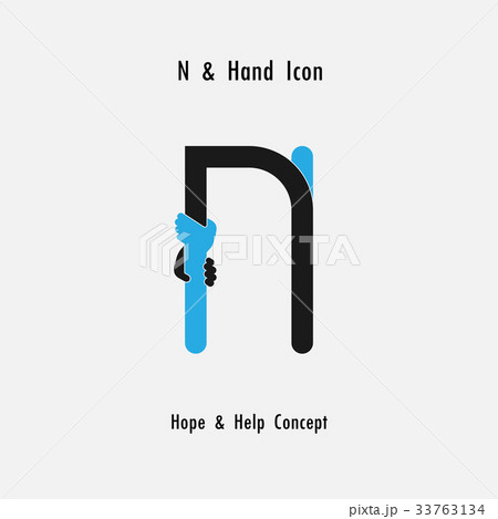 Creative N- alphabet icon abstract and hands icon  33763134
