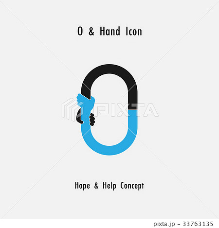 Creative O- alphabet icon abstract and hands icon 33763135