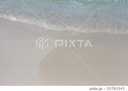 Soft Wave Of Blue Ocean On Sandy Beach. Background Soft Wave Of Blue Ocean On Sandy Beach. Background 33765341