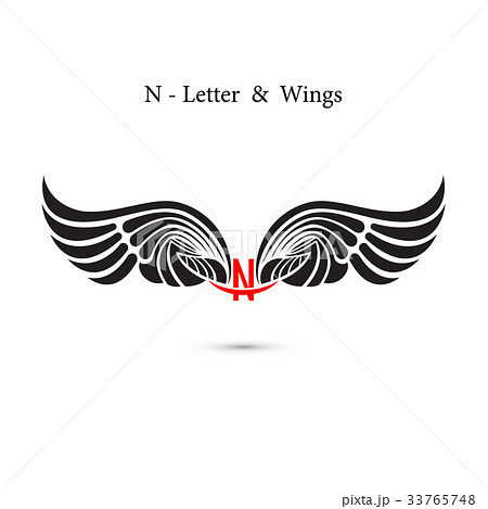 N-letter sign and angel wings.Monogram wing logo  33765748