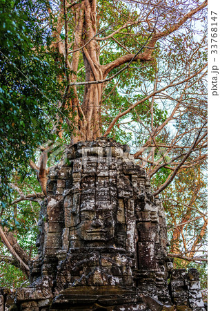 Ruins of ancient buddhist khmer temple near Ruins of ancient buddhist khmer temple near 33768147