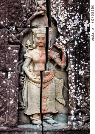 Bas relief ancient temple near Siem Reap Cambodia Bas relief ancient temple near Siem Reap Cambodia 33768166