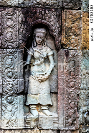 Bas relief ancient temple near Siem Reap Cambodia 33768168