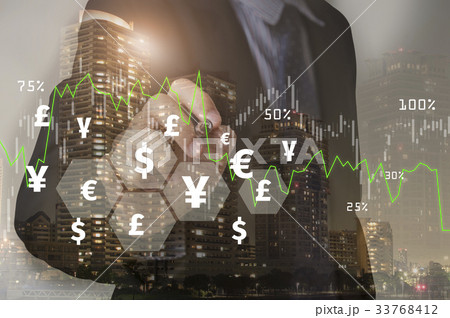 Businessman writing financial analysis graph 33768412