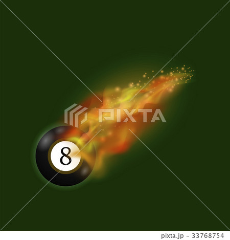 Black Billiard Ball on Fire Flame 33768754