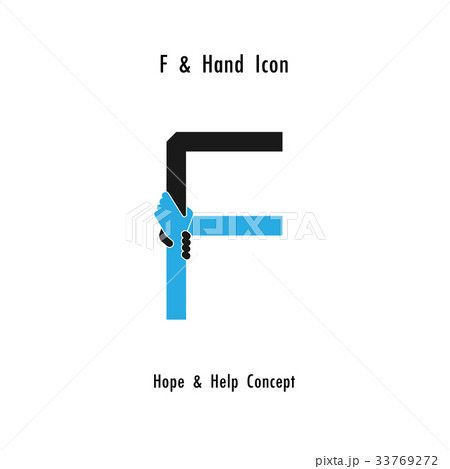 Creative F- alphabet icon abstract and hands icon Creative F- alphabet icon abstract and hands icon 33769272