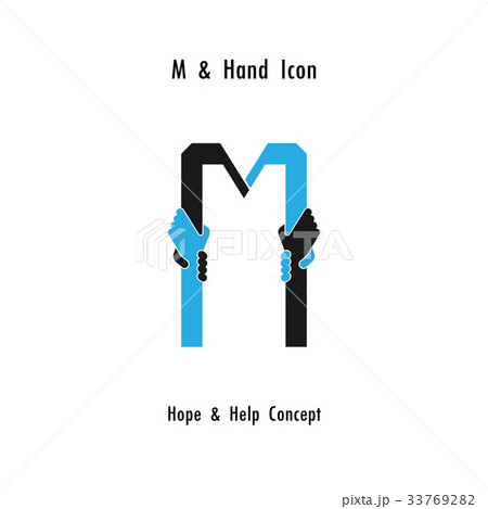 Creative M- alphabet icon abstract and hands icon Creative M- alphabet icon abstract and hands icon 33769282