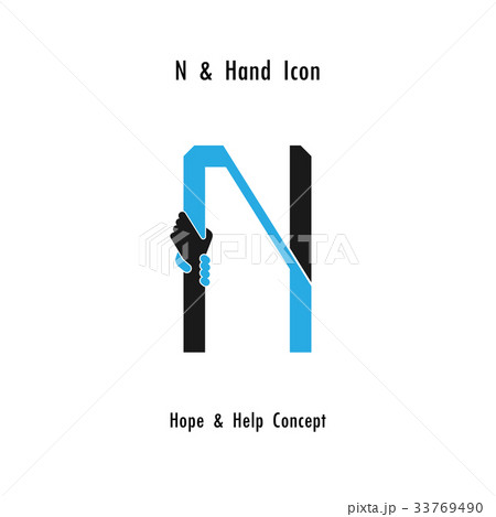 Creative N- alphabet icon abstract and hands icon Creative N- alphabet icon abstract and hands icon 33769490