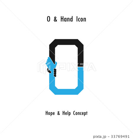 Creative O- alphabet icon abstract and hands icon Creative O- alphabet icon abstract and hands icon 33769491