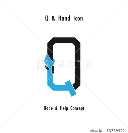 Creative Q- alphabet icon abstract and hands icon  33769492