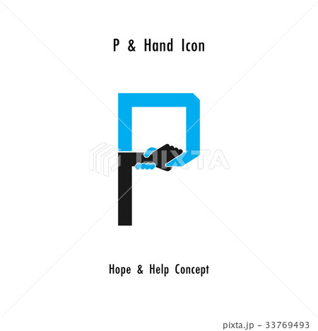 Creative P- alphabet icon abstract and hands icon Creative P- alphabet icon abstract and hands icon 33769493