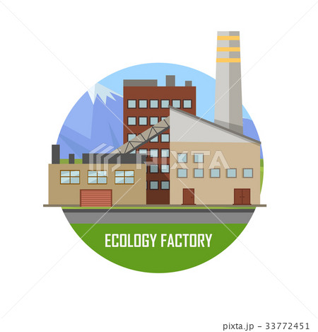 Ecology Factory. Eco Plant Icon in Flat Style. 33772451