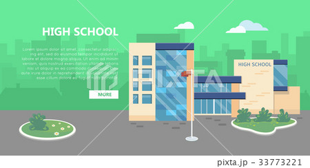 High School Building Vector in Flat Style Design 33773221
