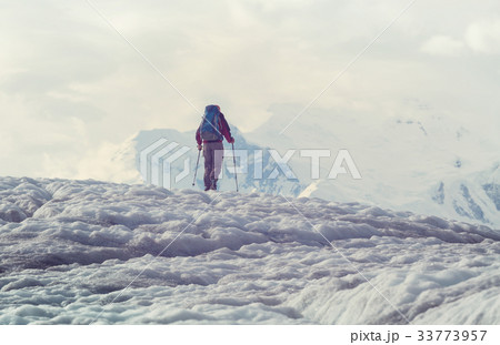 Hiker on glacier Hiker on glacier 33773957