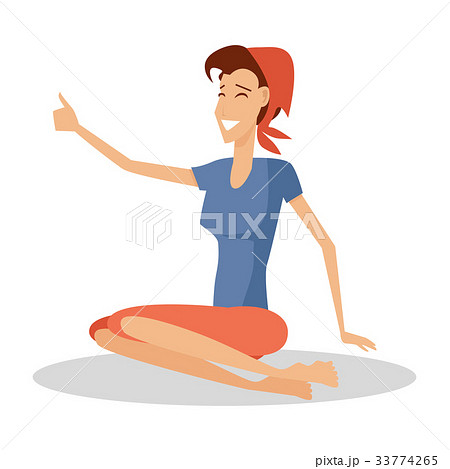 Woman Sitting on the Floor Isolated on White 33774265