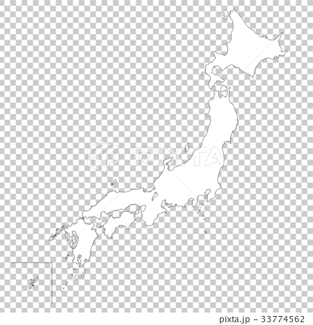 日本地図 白地図のイラスト素材