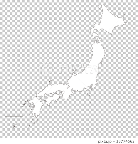 日本地図 白地図のイラスト素材