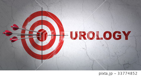 Medicine concept: target and Urology on wall 33774852