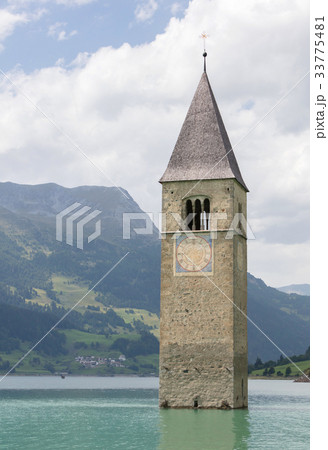 Submerged tower of reschensee church Submerged tower of reschensee church 33775481