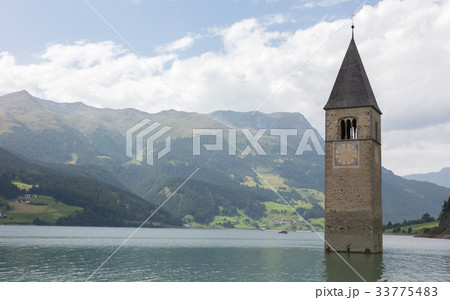 Submerged tower of reschensee church Submerged tower of reschensee church 33775483