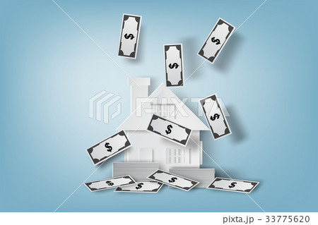 Paper art of home with pile of money Paper art of home with pile of money 33775620