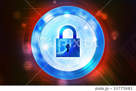 サイバー攻撃を防ぐセキュリティーイメージ、赤色 33775681